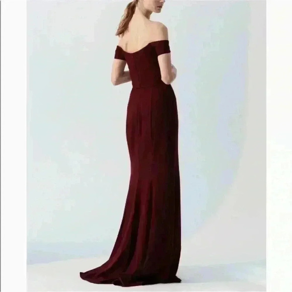 Amsale Eden Dress Size 6 In Ruby (Burgundy Red Shade) Bridesmaid BHLDN Maxi - Picture 3 of 13